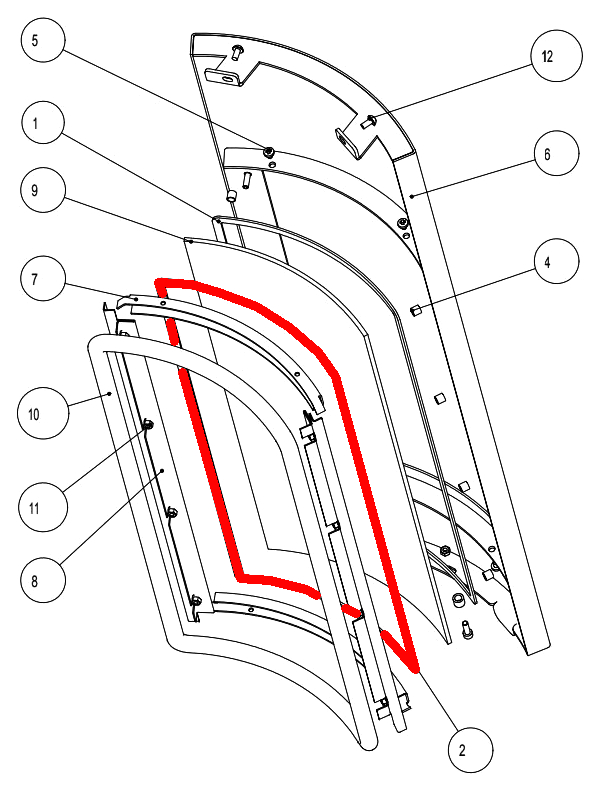 Austroflamm Pi joint d’étanchéité gauche support de vitre