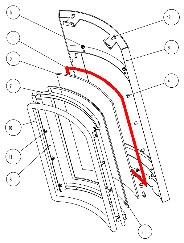 Austroflamm Pi joint d’étanchéité vitre gauche