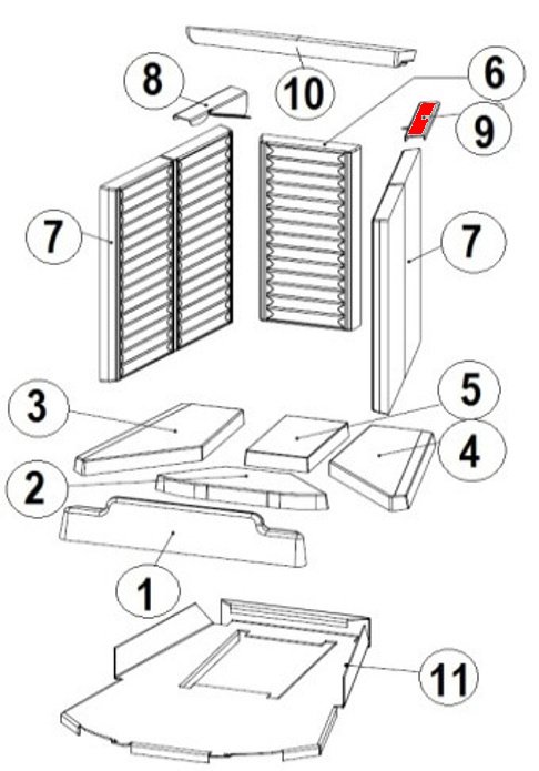 Austroflamm Ceres 450/680 fixation droit déflecteur K