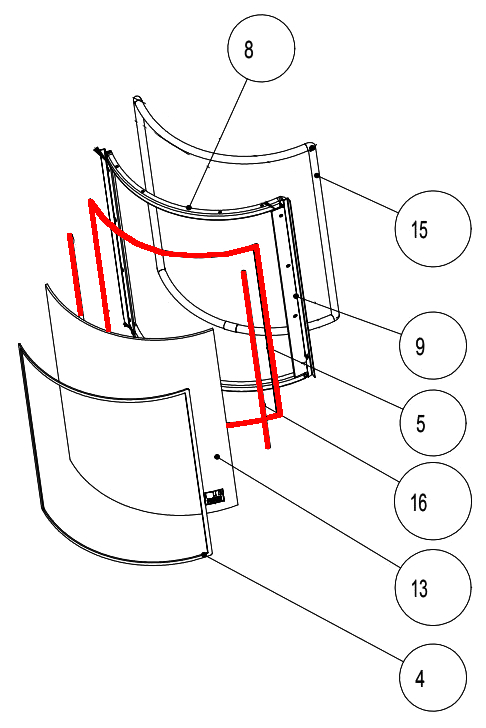 Austroflamm Pi joint d’étanchéité milieu support de vitre kit