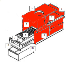 Wamsler K176A-70 revêtement de chambre de combustion B