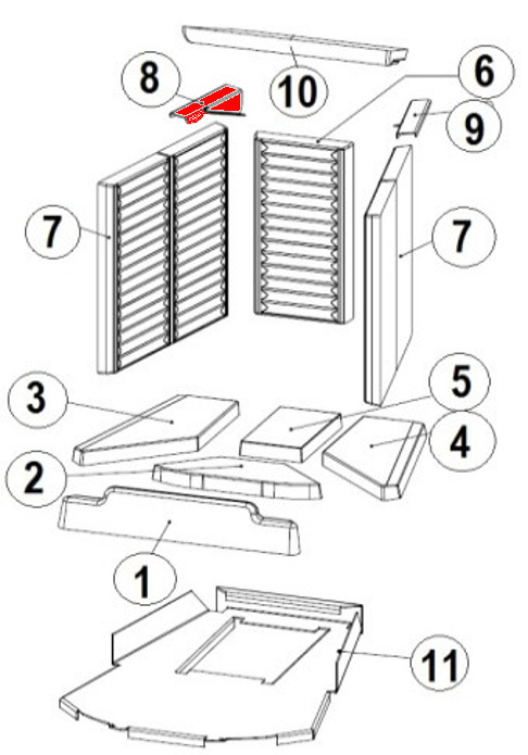 Austroflamm Ceres 450/680 fixation gauche déflecteur K