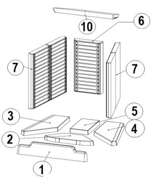 Austroflamm 45x68 K flach revêtement de chambre de combustion