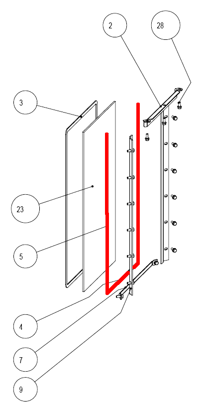 Austroflamm Glass joint d’étanchéité gauche support de vitre